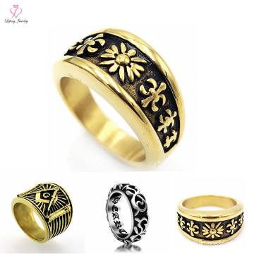 Fashion 7MM Vintage Gold Rings Jewelry For Men, Men New Gold Ring Models